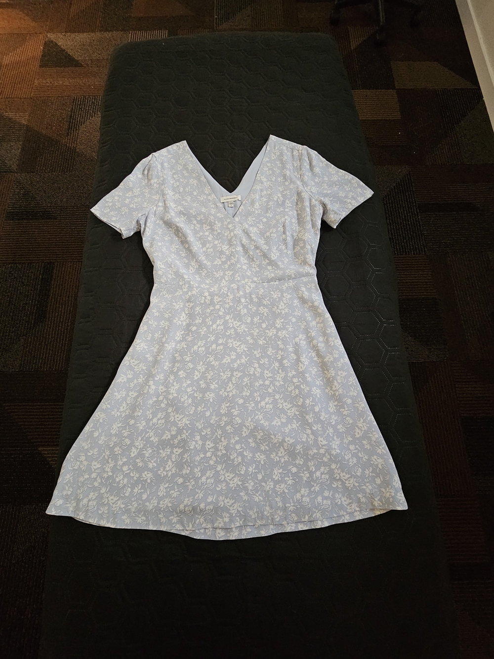 Club Monaco Light Blue Floral V-Neck Mini Dress